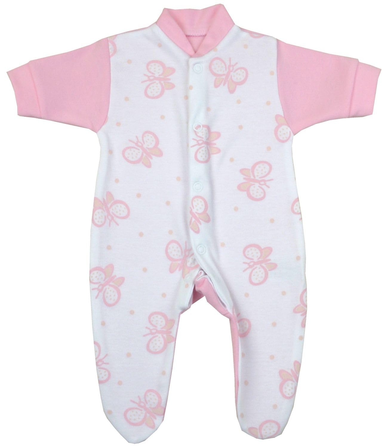 BabyPrem Premature Early Baby Clothes Girls Cotton Sleepsuit Pink Butterfly Up to 1.5lb 26-30cm