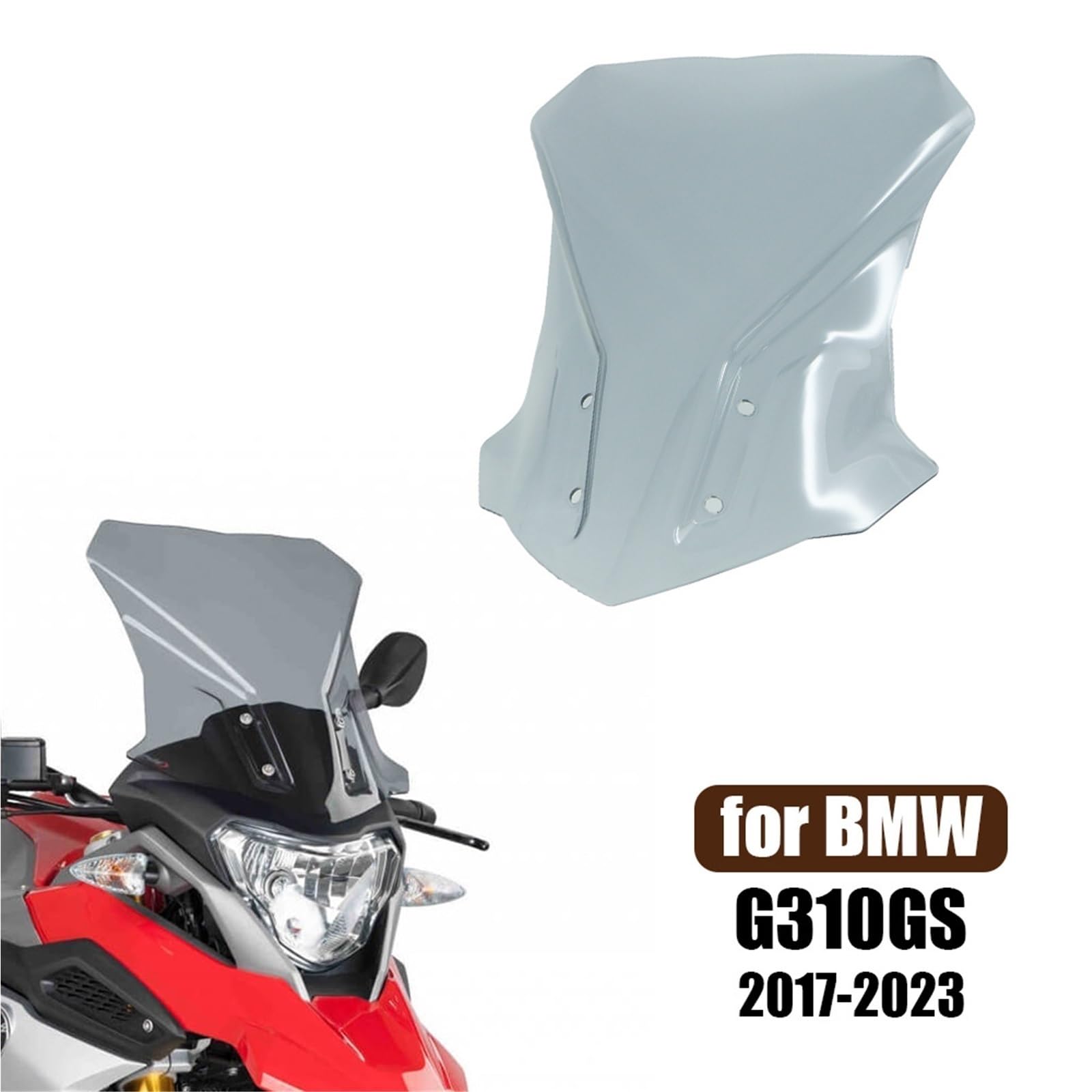 Parabrezza Moto Spoiler G310GS Parabrezza Deflettore Copertura Protettiva Parabrezza Moto per BMW G310 G 310 GS 2017-2021 2022 2023(Smoke with stikcer)