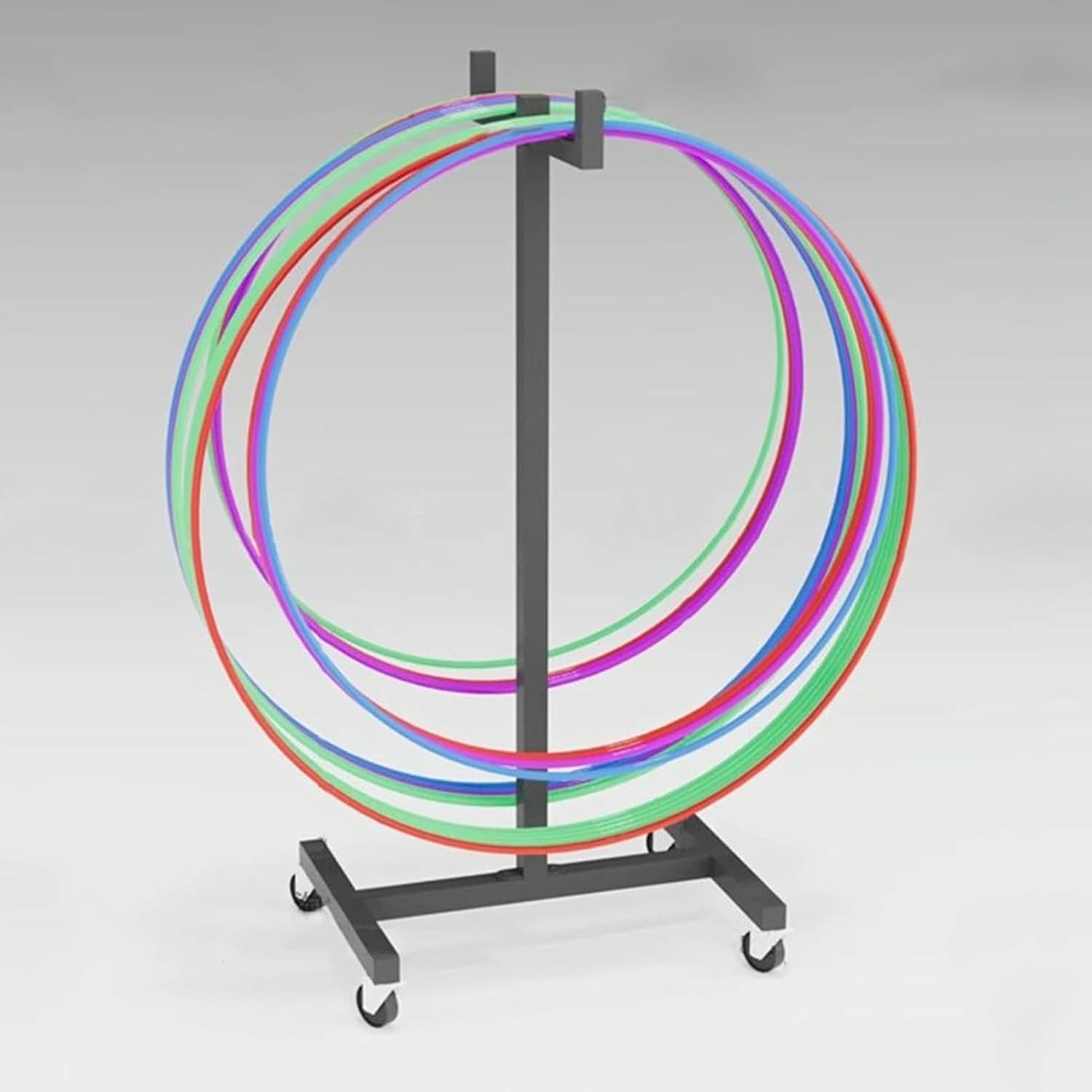 Metal Black Organizer Holder for Hula Hoop/Jump Rope, Fitness Club Hula Hoop Stand, Living Room Playroom Corner Exercise Hoop Storage Cart