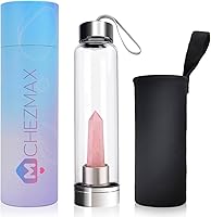 Vista 22 de ChezMax Botella de agua en cristal con centro de cristal natural intercambiable