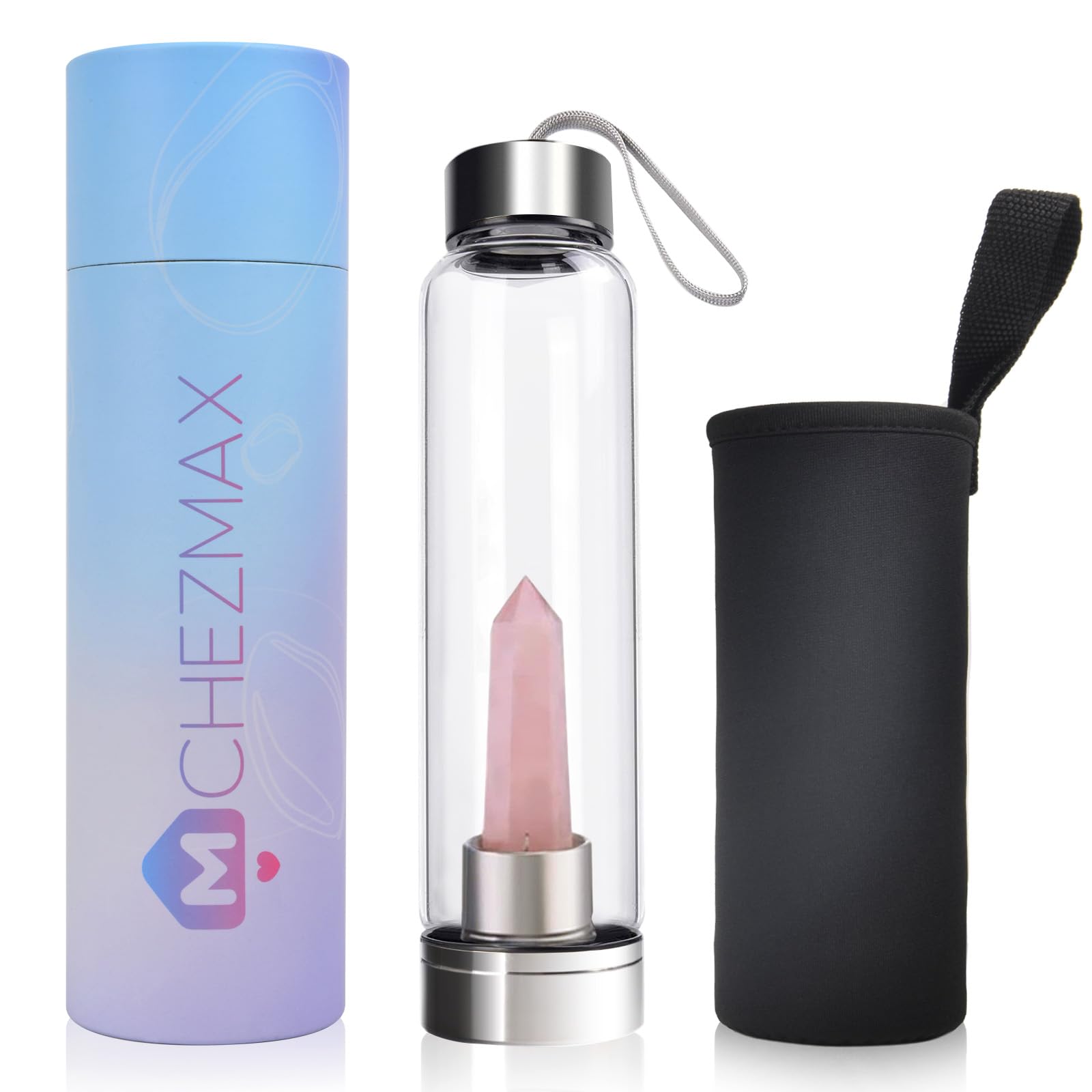 Amazon｜ChezMax クリスタルガラスウォーターボトル ガラスウォーター