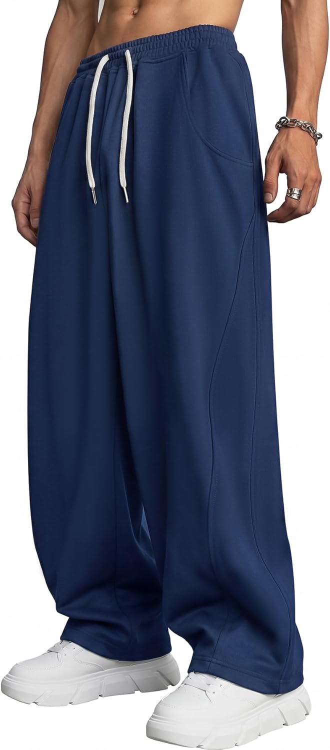 Men's Baggy Sweatpants Essentials Sweat Pants Wide Leg Sweatpants with Pockets