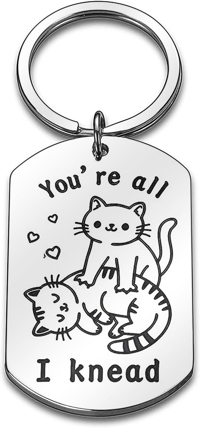 MUAMAX Cat Keychain Cat Key Chain for Women Stainless Steel Keyring