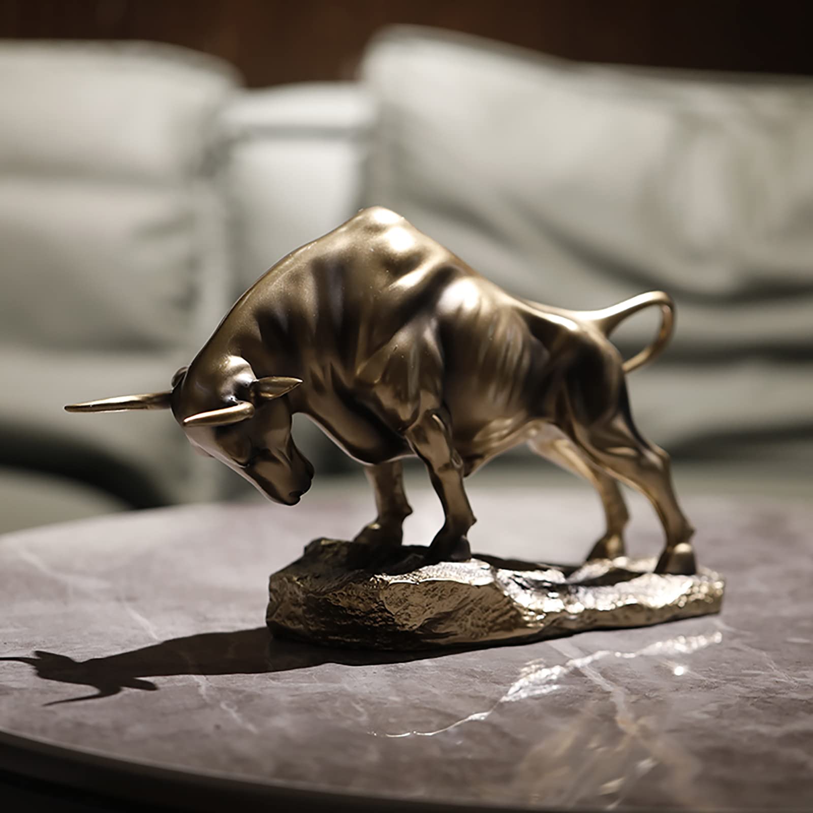 Rękodzieło czysta statua z żywicy byk statua rzeźba dekoracje biurowe rzemiosło prezentowe figurka do salonu Home Decor/727