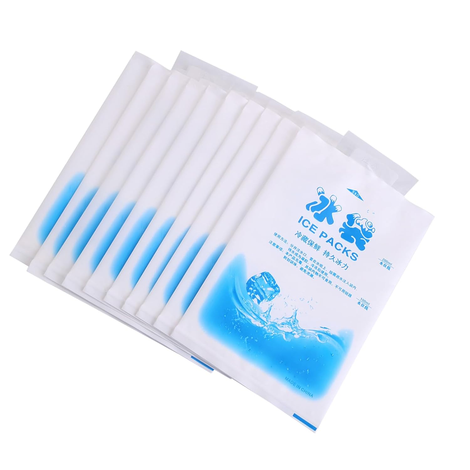 Pacote de Gelo, 10pcs Pacotes de Gelo em Gel Reutilizáveis para Alívio de Dor e Reabilitação, Flexíveis para Compressas Frias (200ml Engrossado)