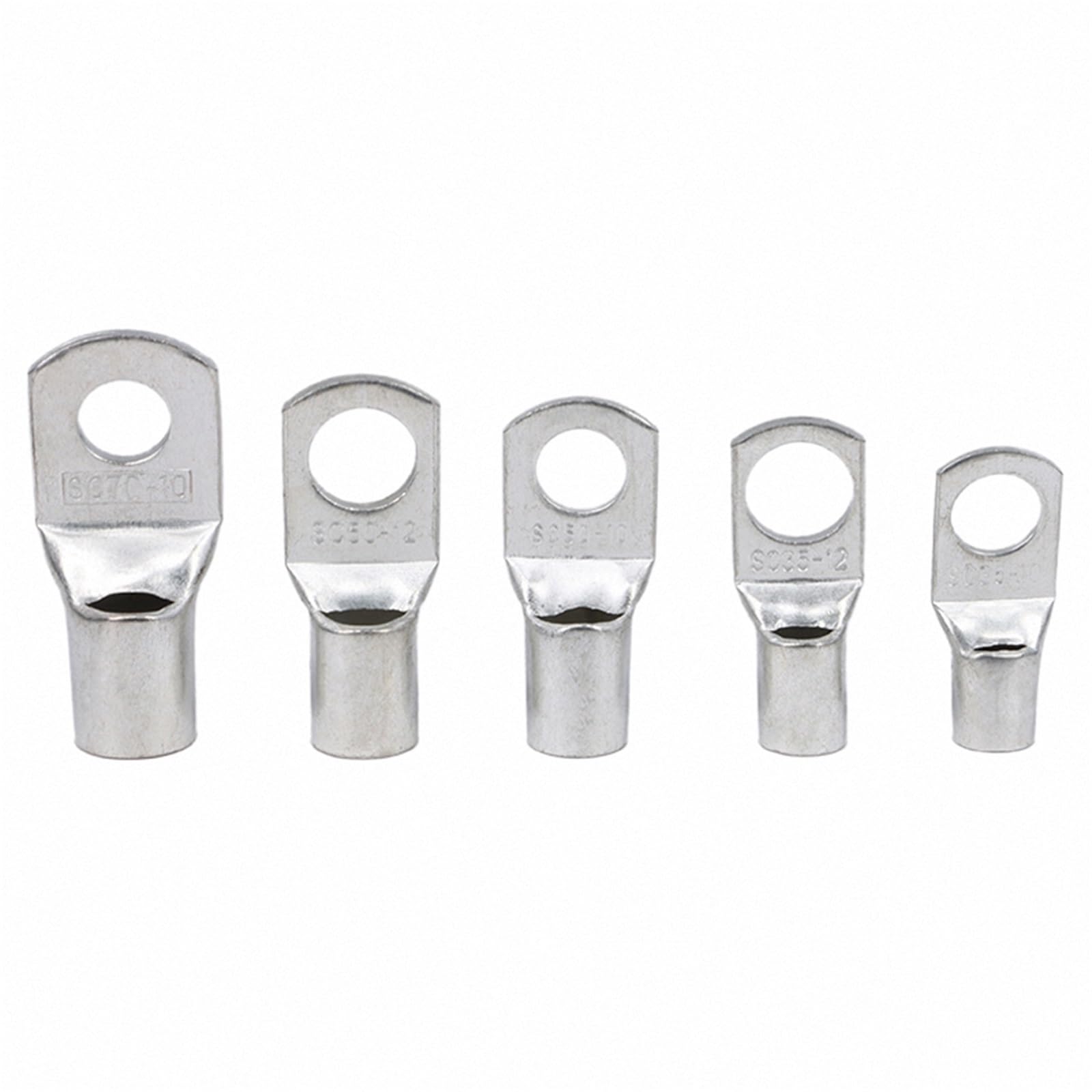 Baynopurin Sc35-10 X 50Pcs Round Insulated Crimp Terminals 20/50Pcs Sc Tinned Copper Bare Lug Sc6 10 16 25 35 50 70 95Mm² Ring Crimp Cable Wire Connector(Sc35-10 X 50Pcs)