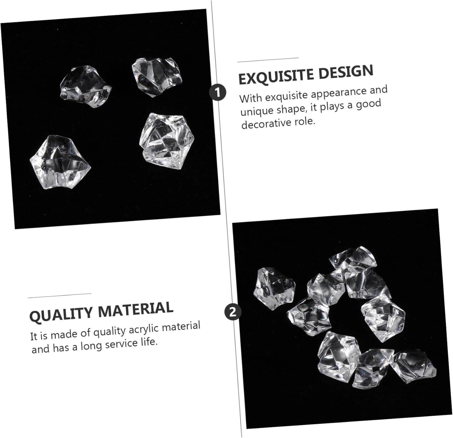 PRETYZOOM 600pcs Transparent Fake Ice Stones Acrylic Clear Ice Rocks for Jewelry Making Decoration and Display Projects