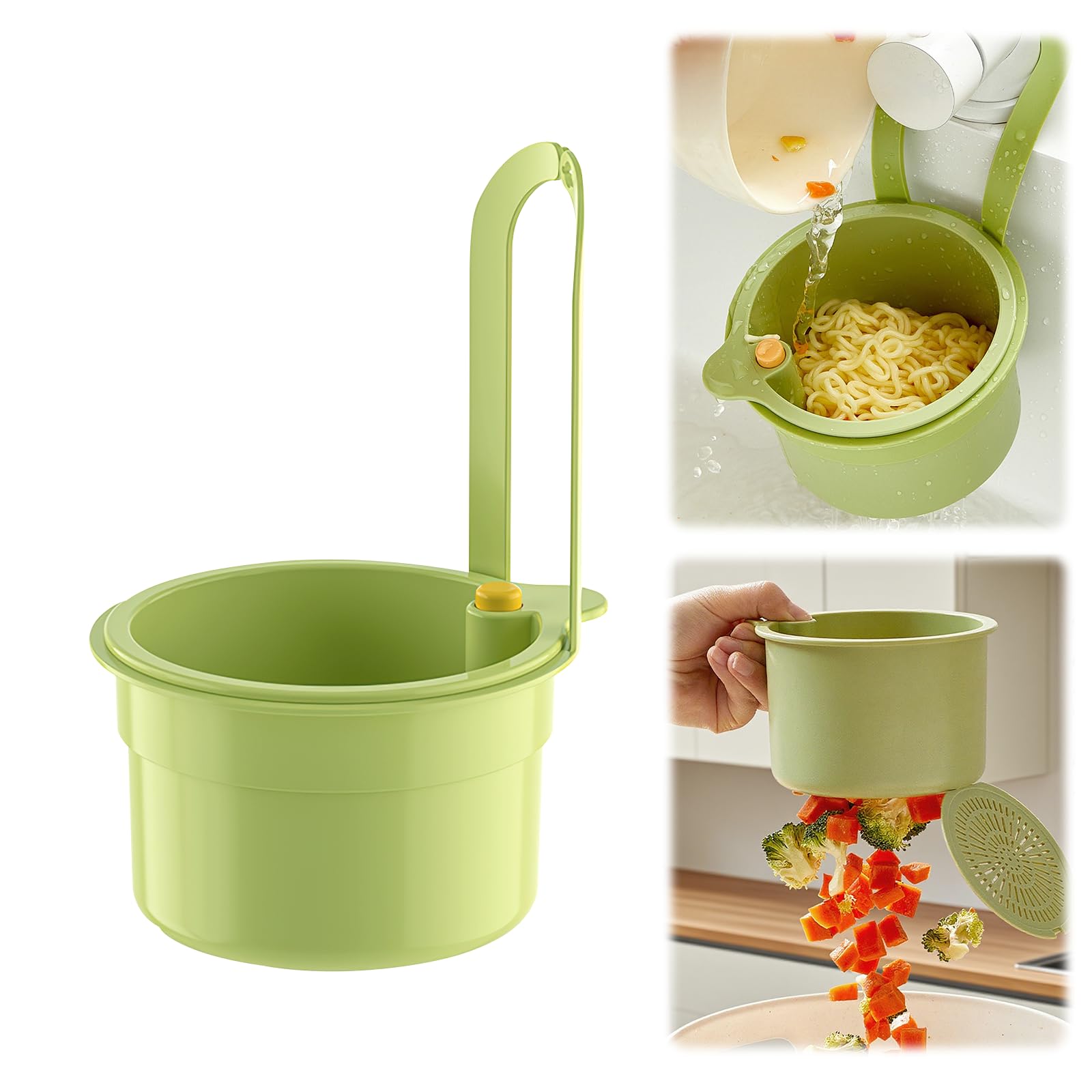 Zikenis Cestello di scarico in plastica,filtro di scarico multifunzione,adatto alla maggior parte dei rubinetti standard,per il lavaggio e lo stoccaggio in cucina (verde)