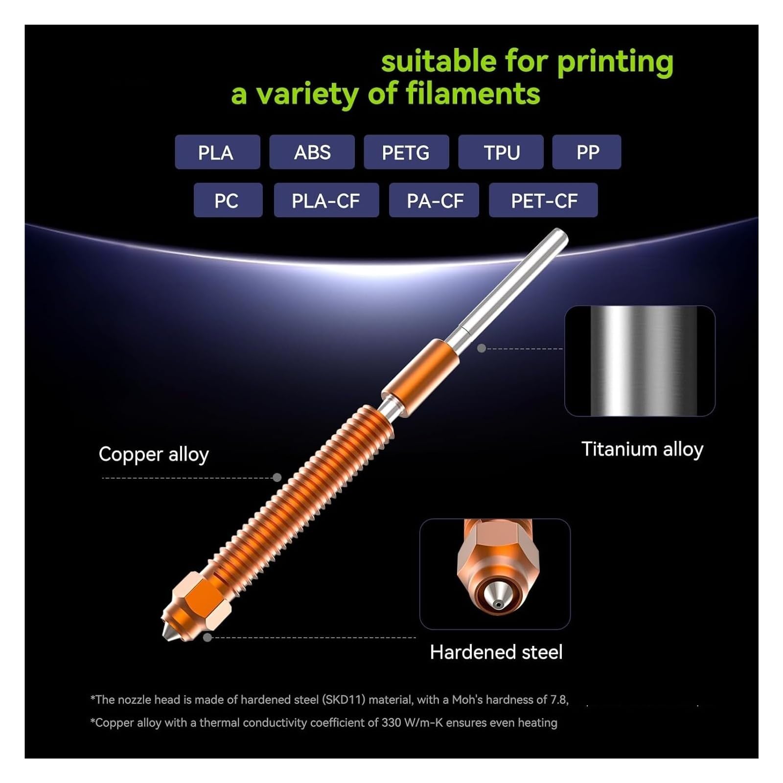 Compatible con Creality, kit de boquillas de 0,2-1,0 mm for K2 Plus