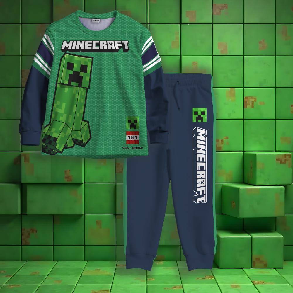 Minecraft Jungen Creeper Boys 2-piece Jersey Set Hosenbekleidungsset (2er Pack)