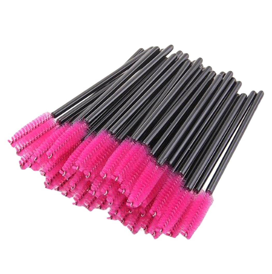 (rose red) - Xiaoyu 100PCS Disposable Mascara Wands Eyelash Applicator Eyebrow Brush - Rose Red