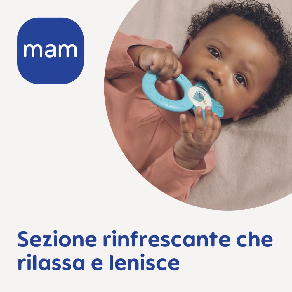 MAM Cooler Dentaruolo Massaggiagengive Rinfrescante,Facile da Afferrare, 4+ Mesi, Rosa