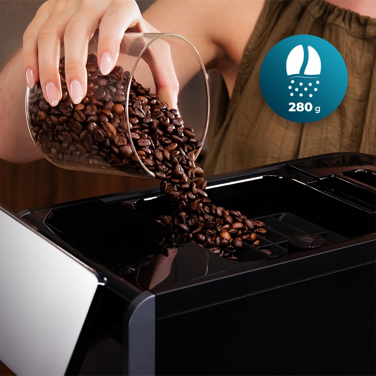 Cecotec Macchina da Caffè Superautomatica Cremmaet Lungo Steam. 19Bar, Thermoblock, 5 Bevande, Vaporizzatore, 5 Livelli di Macinatura, Doppio Braccio, Decalcificazione, Serbatoio Acqua 2L, 280g Caffè