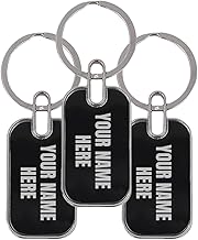 Premium Metal Key Chain, Silver KeyRing with Logo & Name engraved, Black Finish Best for Gift