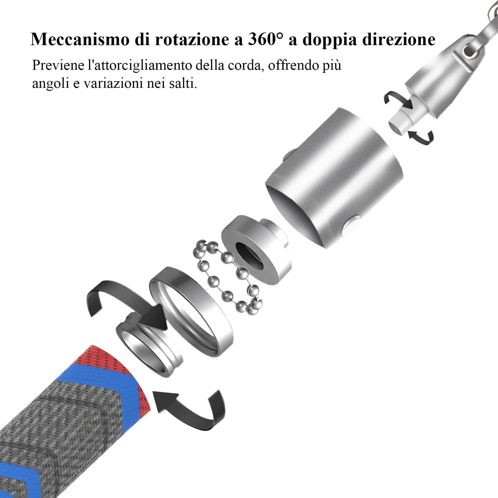 Corda per saltare ponderata per uomini e donne con cavo resistente all'abrasione da 279,4 cm e 259,1 cm, Φ=6 mm, corda per saltare con impugnatura in gomma, rotazione a 360 gradi, senza grovigli,