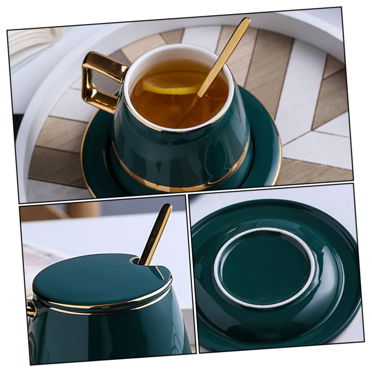 OUNONA Tazze da Caffè in Ceramica Tazza da Tè Piattino Tazze da Caffè e Tè per Uso Domestico e Ufficio Adatte Bevande Calde e Fredde