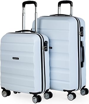 ITACA - Hard Travel Suitcases Trolley Set with Combination Lock and 4 Double Wheels 360  Set Lightweight and Resistant, White