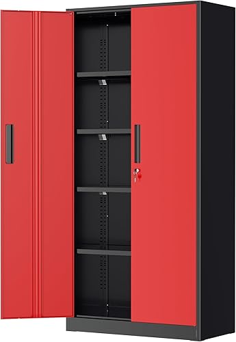 Miniatura 33 de Greenvelly Armario de Almacenamiento de Metal con Puertas, Armario Ropero de Acero Negro de 72", Casillero Armario Ropero para Empleados para Ropa