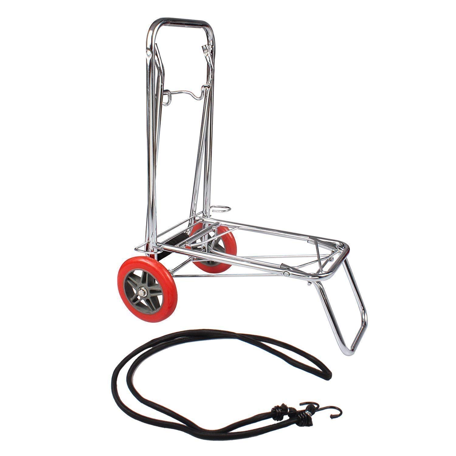 AR Mall Foldable Stainless Steel 2 Wheel Luggage Cart Hand Truck Trolly with Rope Shopping Trolley Cart Home Office Godown Travel Luggage Trolley (2 Wheel Luggage)