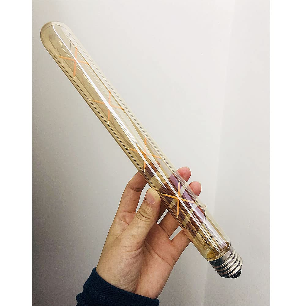 Ruihua 6 Stück E27 T30 8W Bernsteinfarbenes Glas LED Lampe Warmweiß 2700K lange Röhren Edison Birne,T300 700LM Retro Energie Sparen LED Glühbirne,300mm