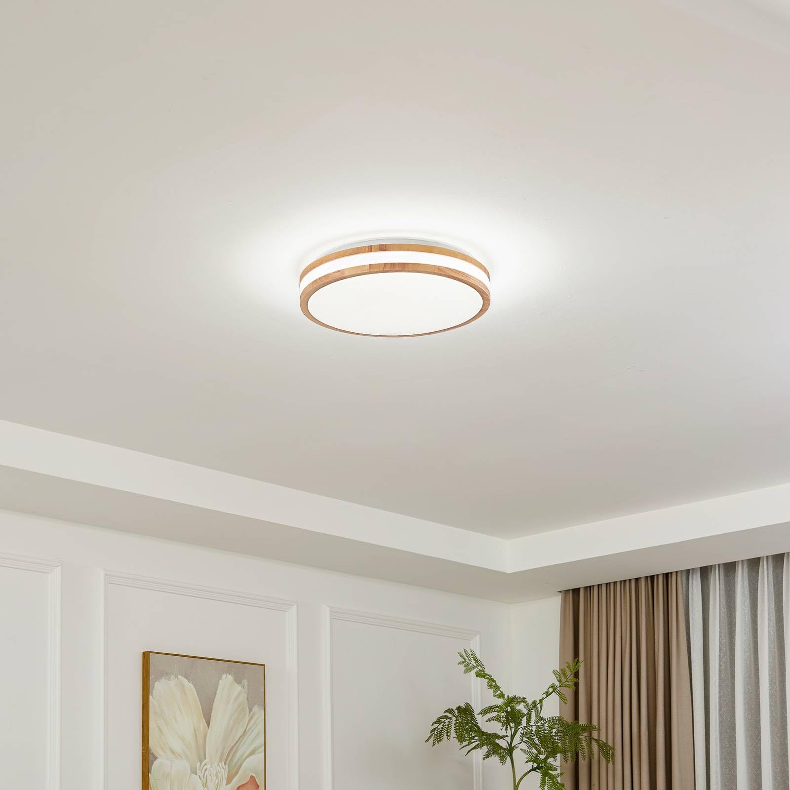 Lindby LED Deckenleuchte Emiva (Modern) aus Holz (1 flammig,) - Lampe Deckenlampe Wohnzimmerleuchte