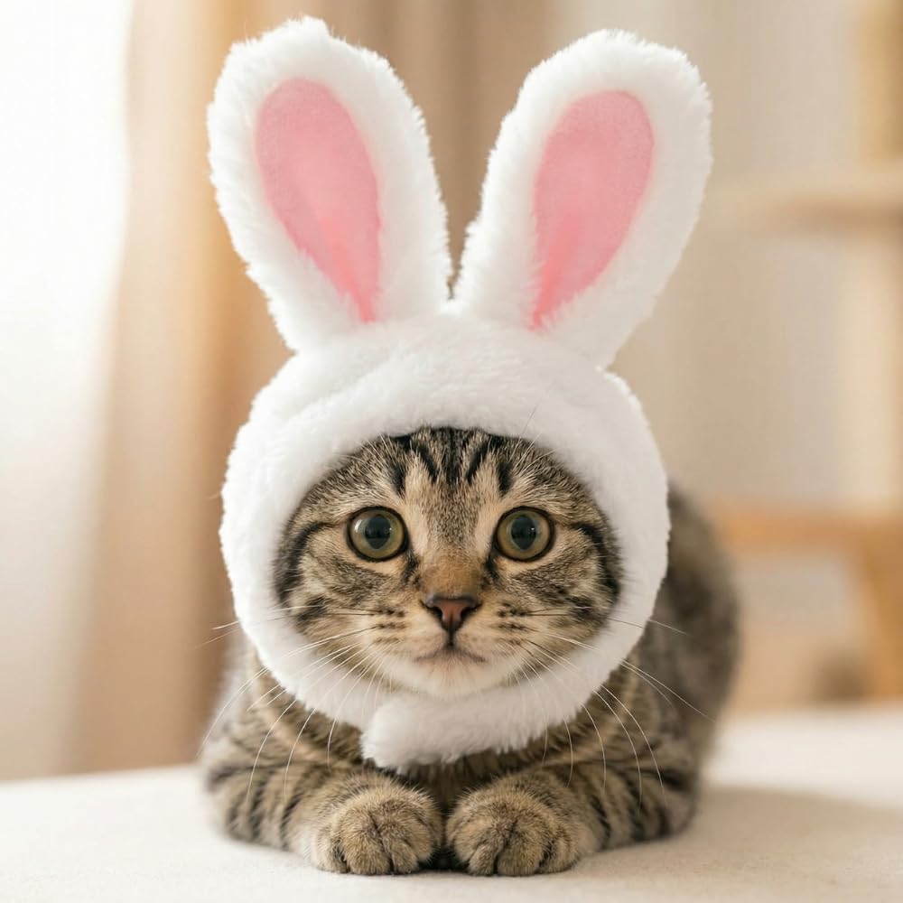 Cat Hat 5 Pack Cute Funny Costume Plush Knitted Pet Photo Prop | 5 Cute Animal Designs | Soft Knitted Plush | Ear Hole Design | Cosplay Photo Prop | Kitten Birthday Party | Halloween