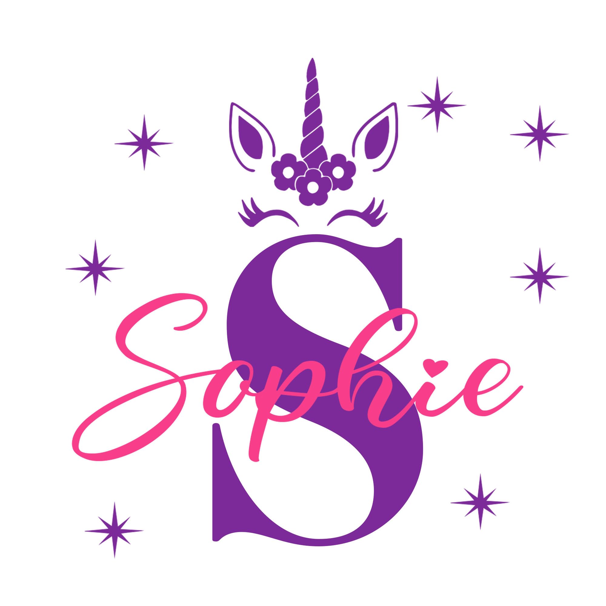 Personalised Girls Name Wall Stickers – Unicorn & Flower Wall Art for Bedroom, Baby Girl Nursery Decor, Custom Initial Monogram Name Sticker - JR Decal