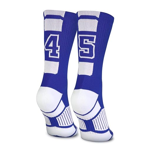 ChalkTalkSPORTS Custom Team Number Socks - Blue Athletic Mid-Calf |