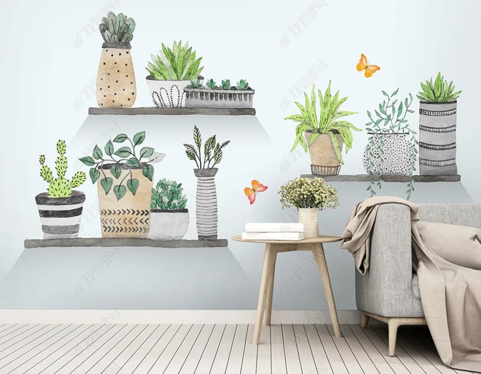 Papier peint intissé plantes aquarelles poster géant mural salon chambre 250x175