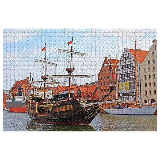Poland Old Town Gdansk Jigsaw Puzzle for Adults 1000 Piece Wooden Jigsaw Puzzles for Adults