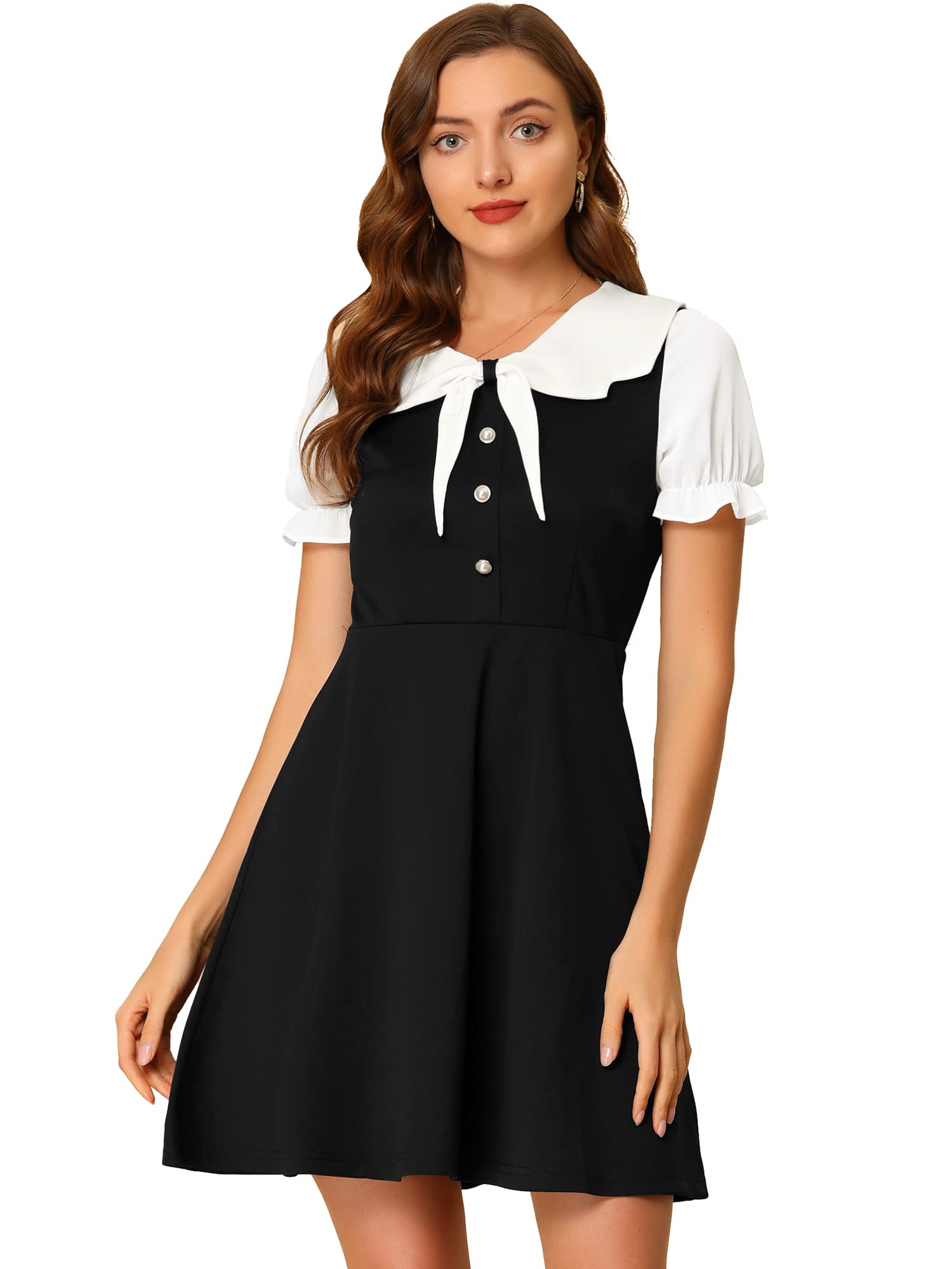 Vestido de mujer formal informal con cuello contraste para oficina y cenas 7