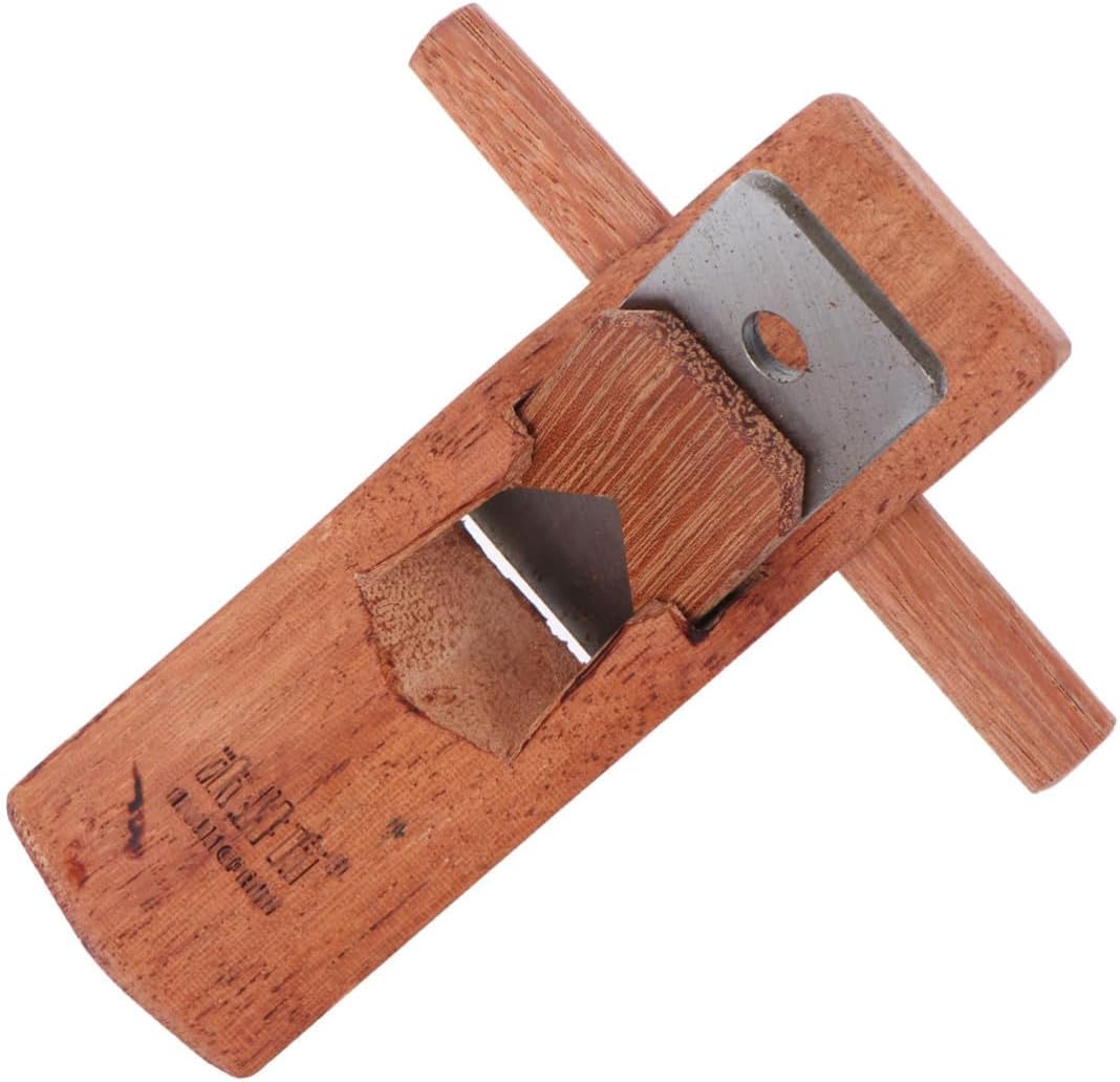 Tofficu 127mm Mini Hand Planer for Woodworking with Handle, Red Wood and Steel Construction, Sharp Cutting Edge Tool for DIY Woodworking Surfaces and Fine Grain Finish