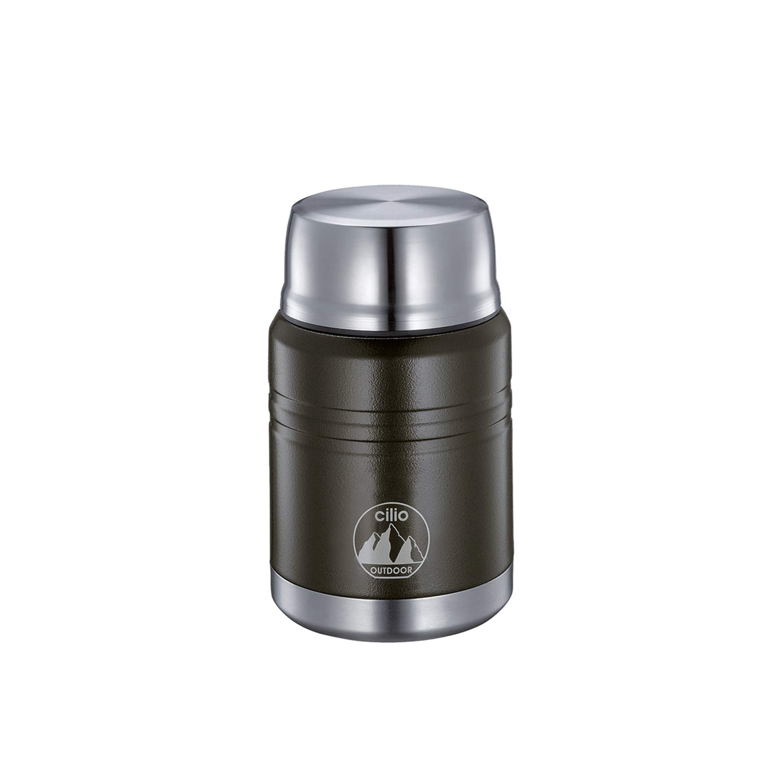 Cilio 0000545524 Food Storage Containers Monte, 0.5 Litre, Stainless Steel, Black