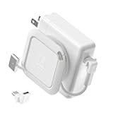 Fuse Reel The Side Kick Collapsible Charger Organizer With USB-C Right Angle Adapter Compatible with MacBook and PC charging cords and adapter cable management best computer winder (White w/Adapter)