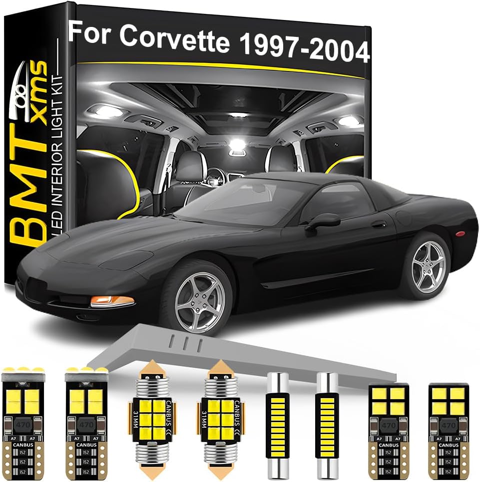 LED Interior Light Kit Replacement for Chevrolet Chevy Corvette C5 1997 1998 1999 2000 2001 2002 2003 2004, Super Bright 6000K White