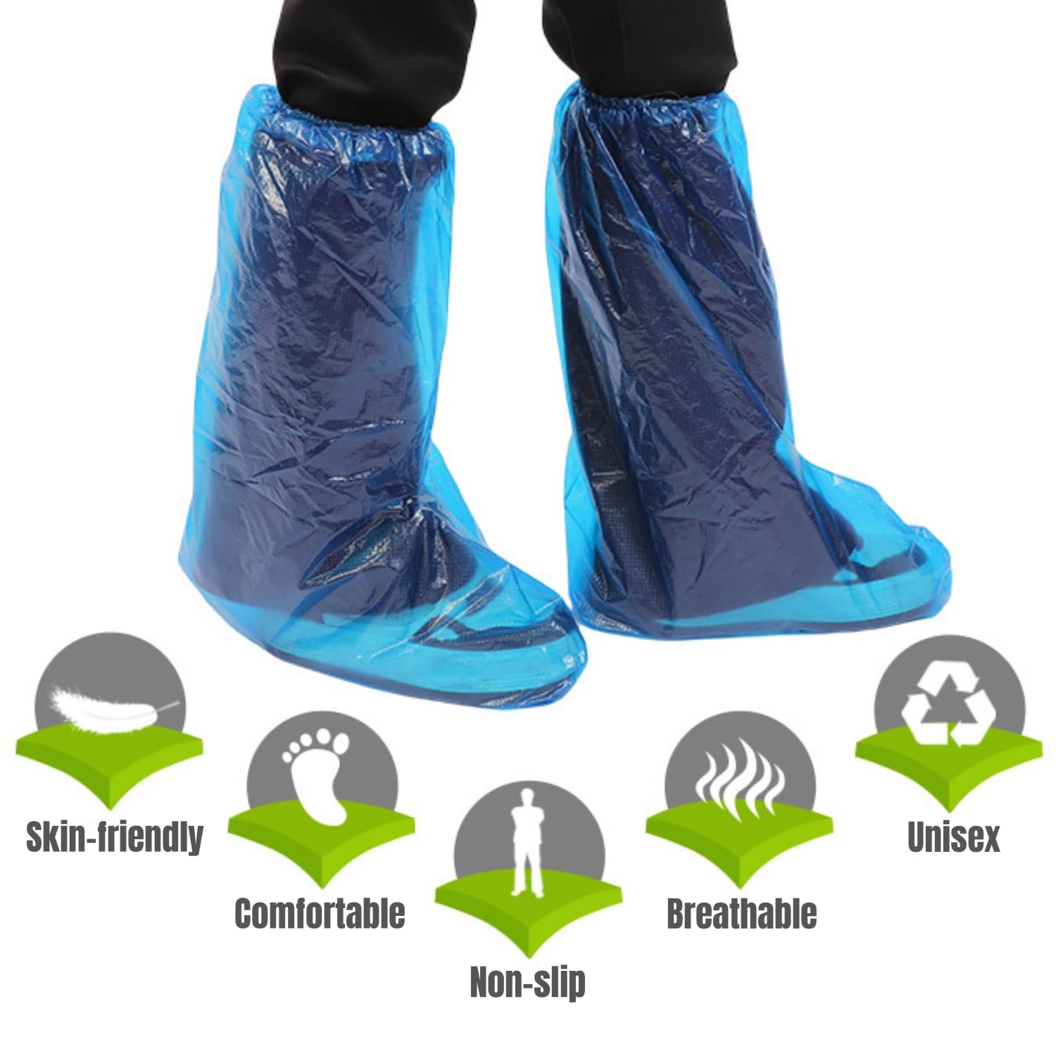 Copriscarpe Impermeabili in Pellicola PE Monouso per Esterno Campeggio (10 Paia)
