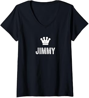 Womens Jimmy the King / Crown & Name Design for Men Called Jimmy V-Neck T-Shirt