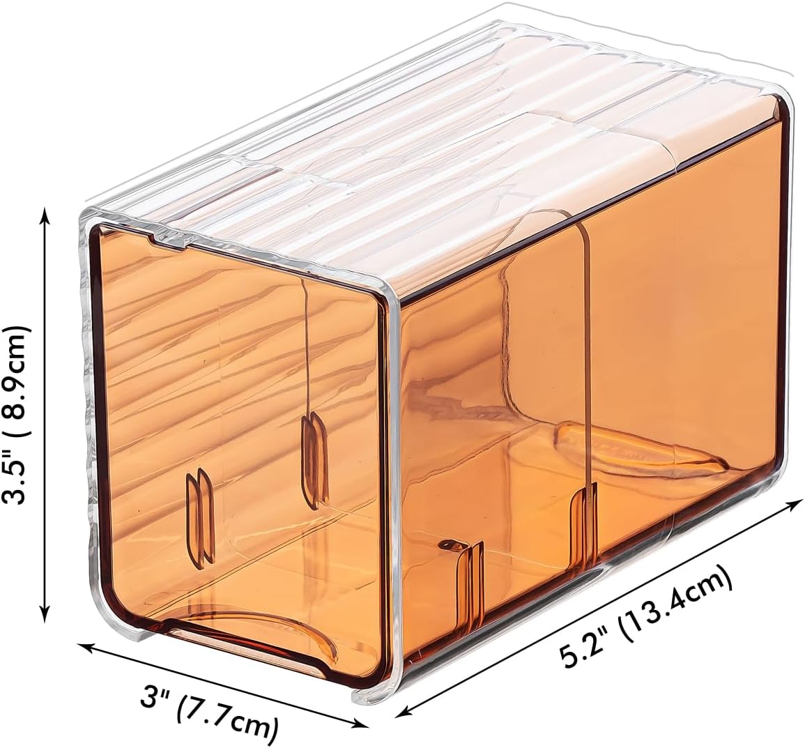 Poeland Wall Mounted Storage Box, Cotton Swab Container with Divider, Bathroom Small Item Organizer for Cotton Swabs, Hairpin, Floss, Rubber Band (Orange)