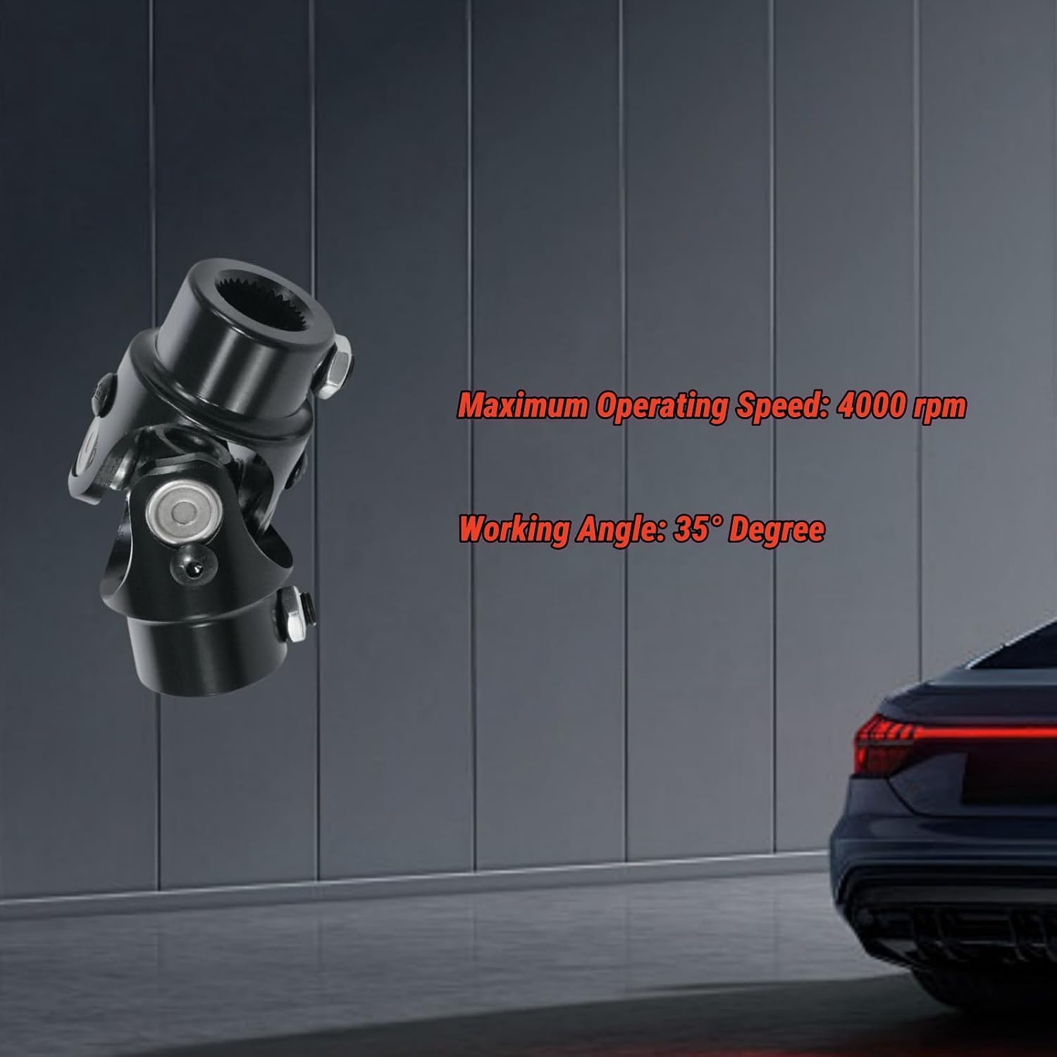 3/4" 36 Spline x 3/4" DD Black Steering Shaft Universal Joint U Joint, Total Length 83mm (3-1/4")