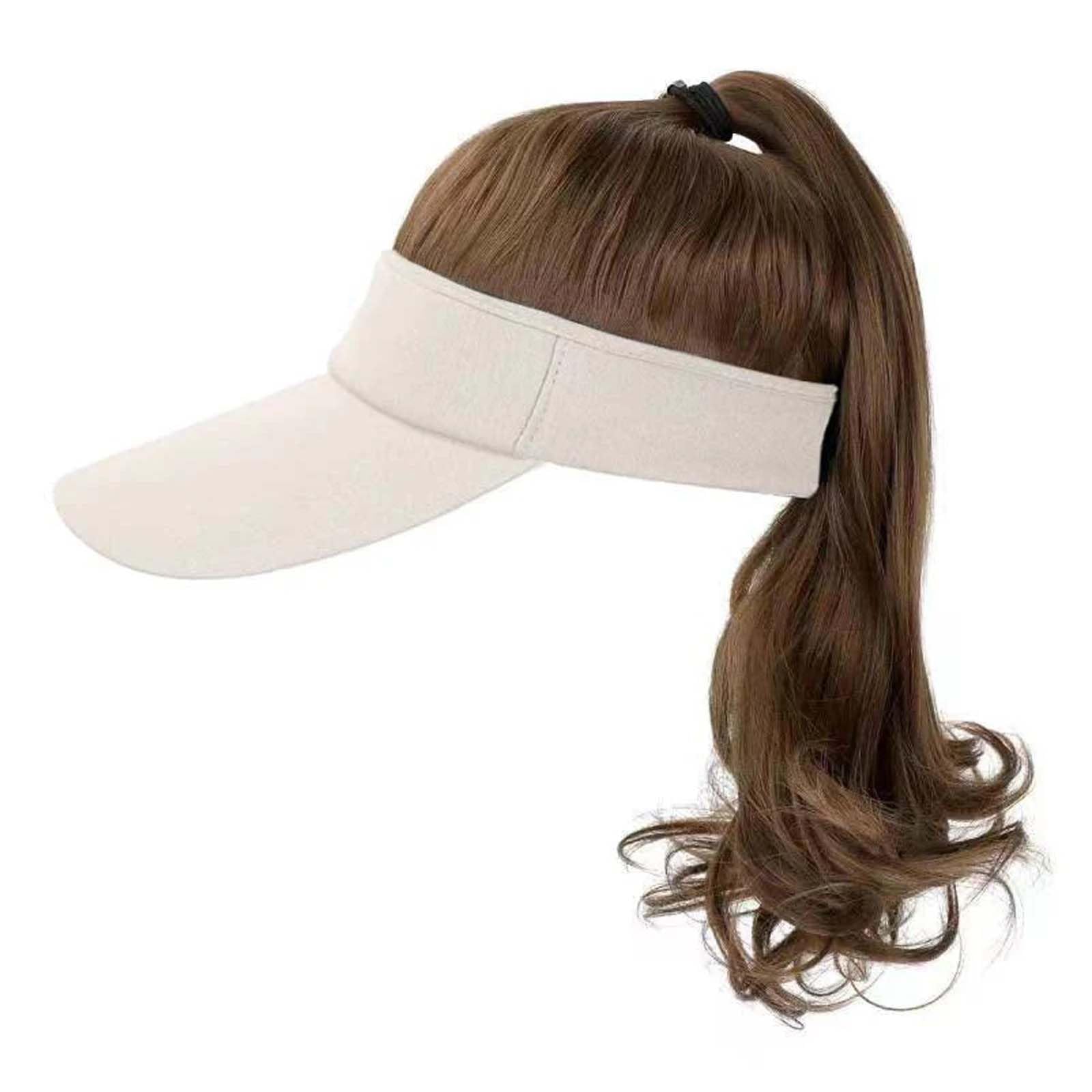 WUODHTW Hat Wig for Women Baseball Cap Wig with Curly Synthetic Hair Extensions Ponytail Cap wig Sun Hat with Hair