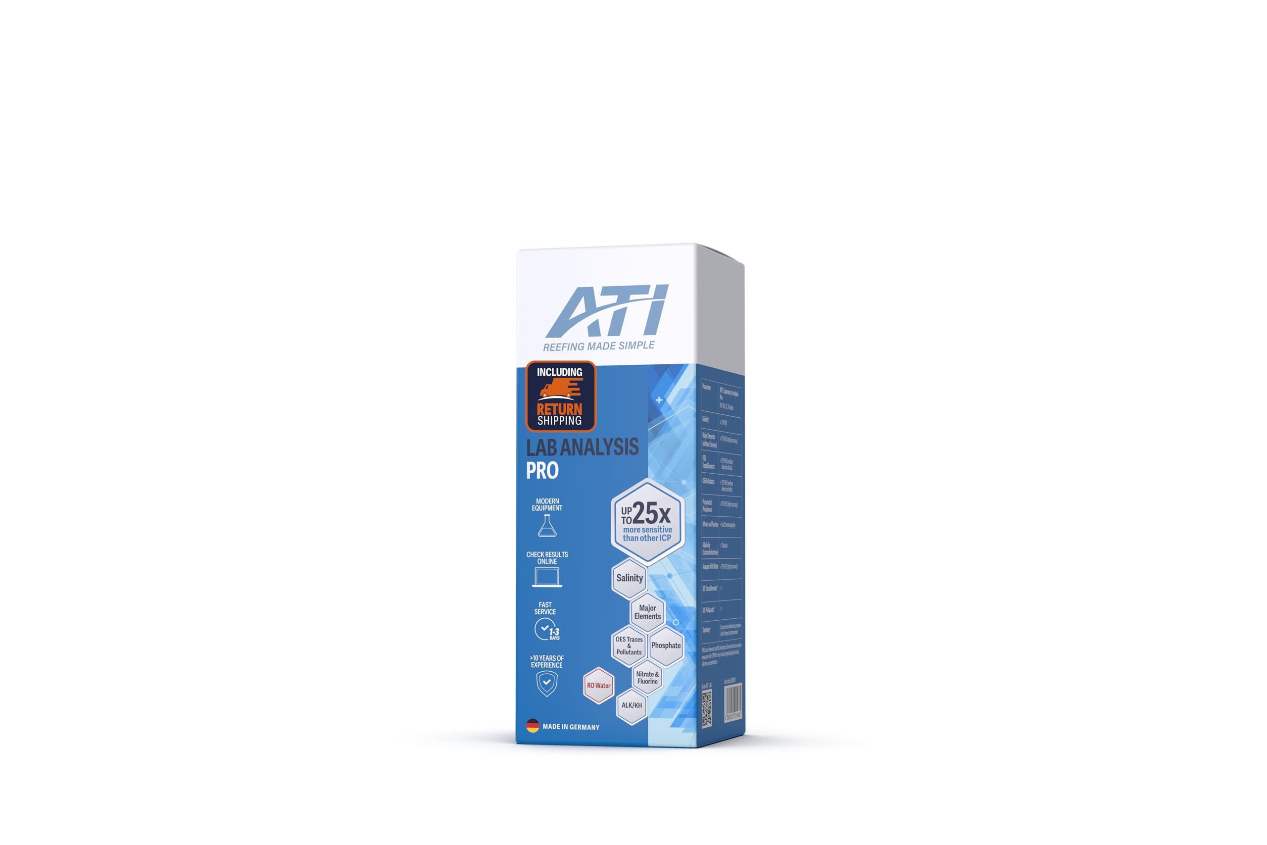 ATI ICP Lab Analysis Pro for Reef Aquariums - Advanced Water Testing with RO Water Analysis - Nitrate, KH &amp; Fluoride - 1 Test Kit