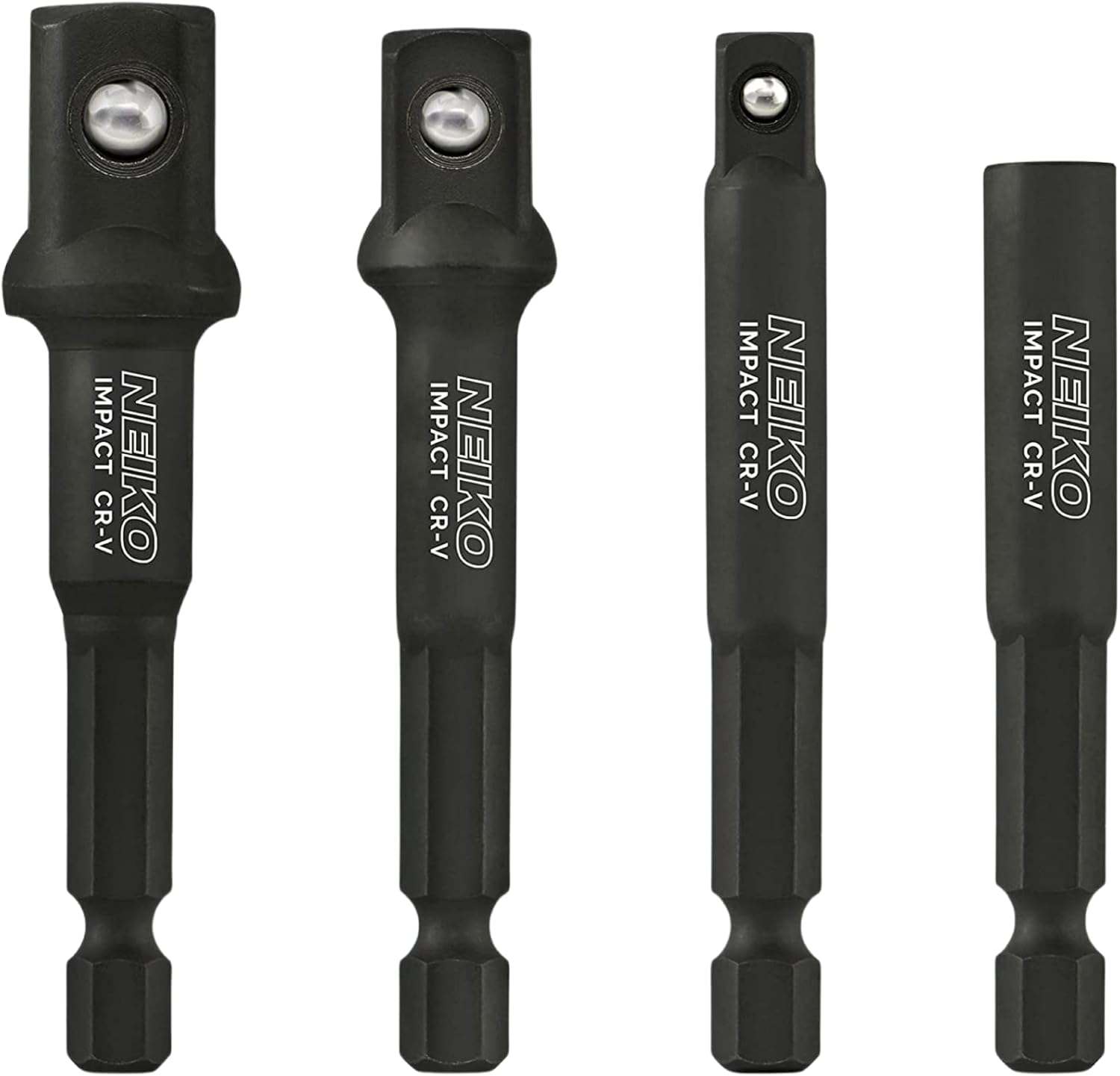 Neiko 10250A Magnetic Hex Nut Driver Master Kit, 12-Piece Set & 00244A Impact Socket Adapter and Magnetic Bit Holder Set | 4-Piece Set | 1/4-In Hex Shank