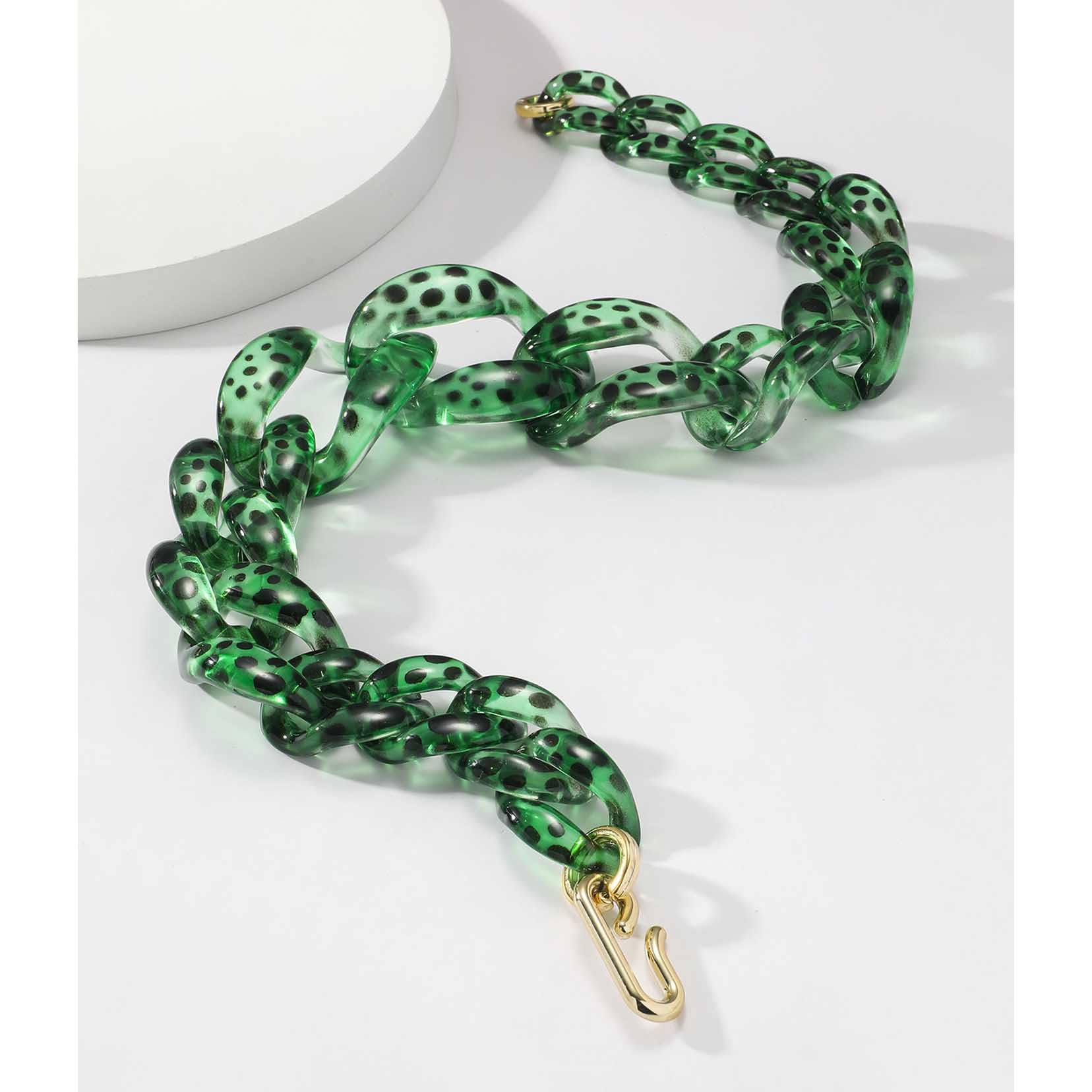 Collana Grosso acrilica Lunga Punk Cubana Collegamento Cubano a Catena Choke Leggera Boho avvolgimento di collegamenti Regali di Gioielli di Moda per Donne Green