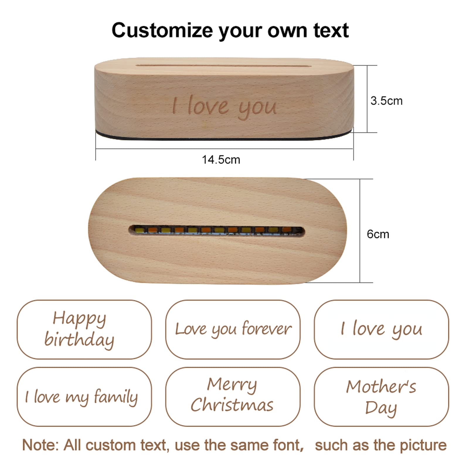 Luz Nocturna Personalizar,Foto personalizada Lámpara 3D Grabado de fotos Texto personalizado Lámpara LED 3D Lampara Personalizada con Tu Foto y Nombre (Customized 1 Person)