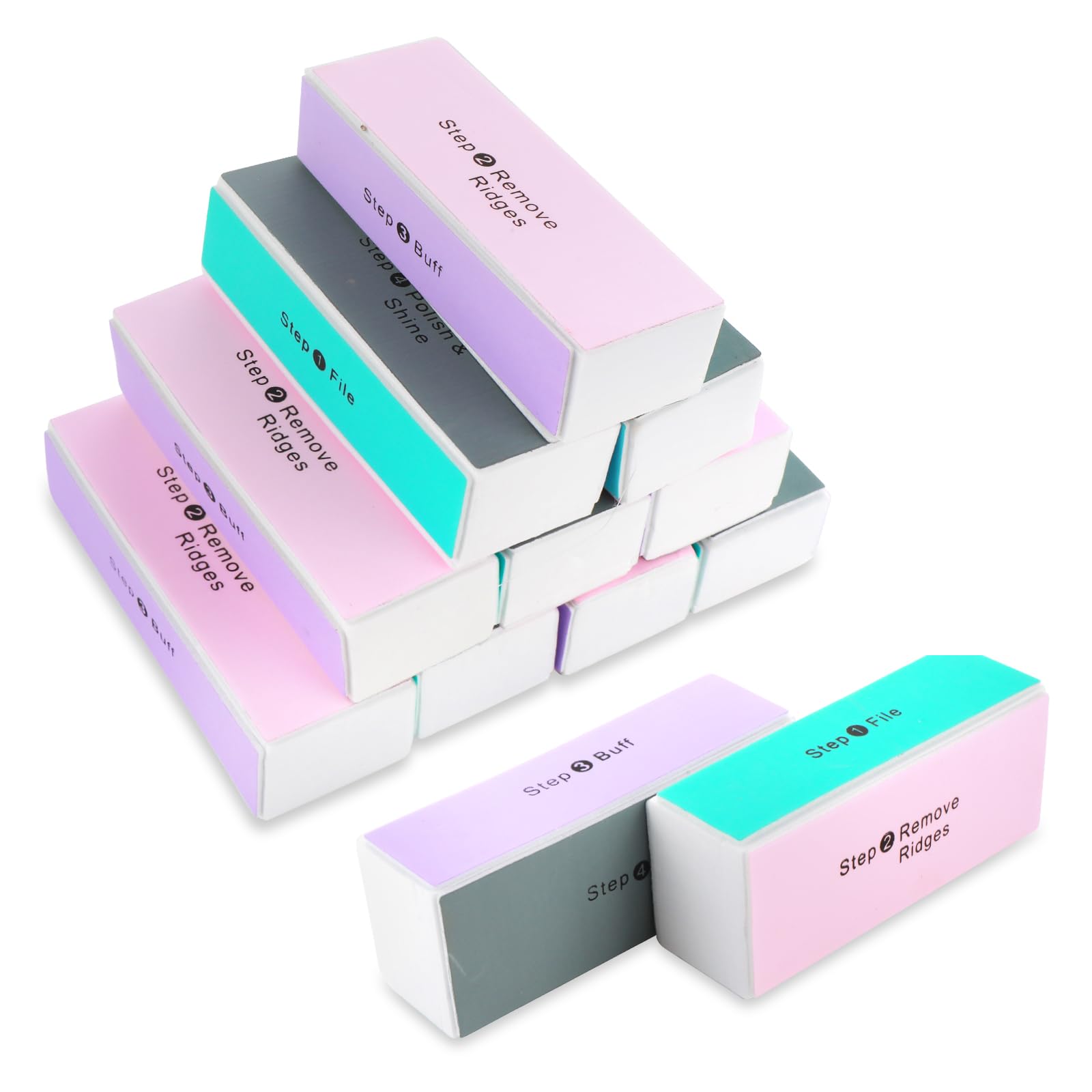 12Pcs Nail Buffer Block, 4-Way Sponge Buffer Block Professional Manicure Tools Kit for Shine Polisher Nail Buffing Rectangular Art Care Buffer Block Tools for Smooth Glossy Nails