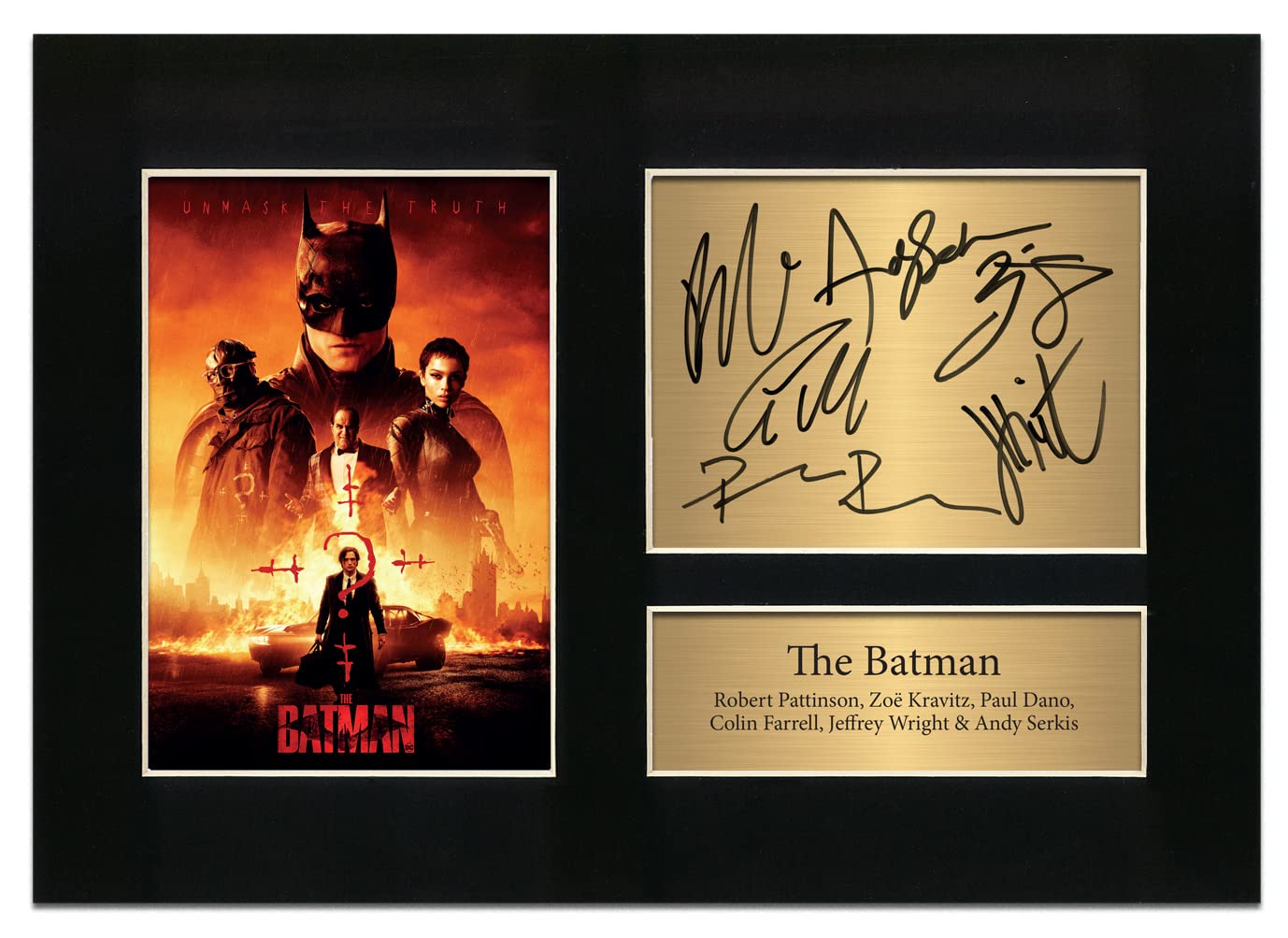 The Batman Autograph Movie Poster Robert Pattinson A4 Mounted Print Reproduction Memorabilia Display No94