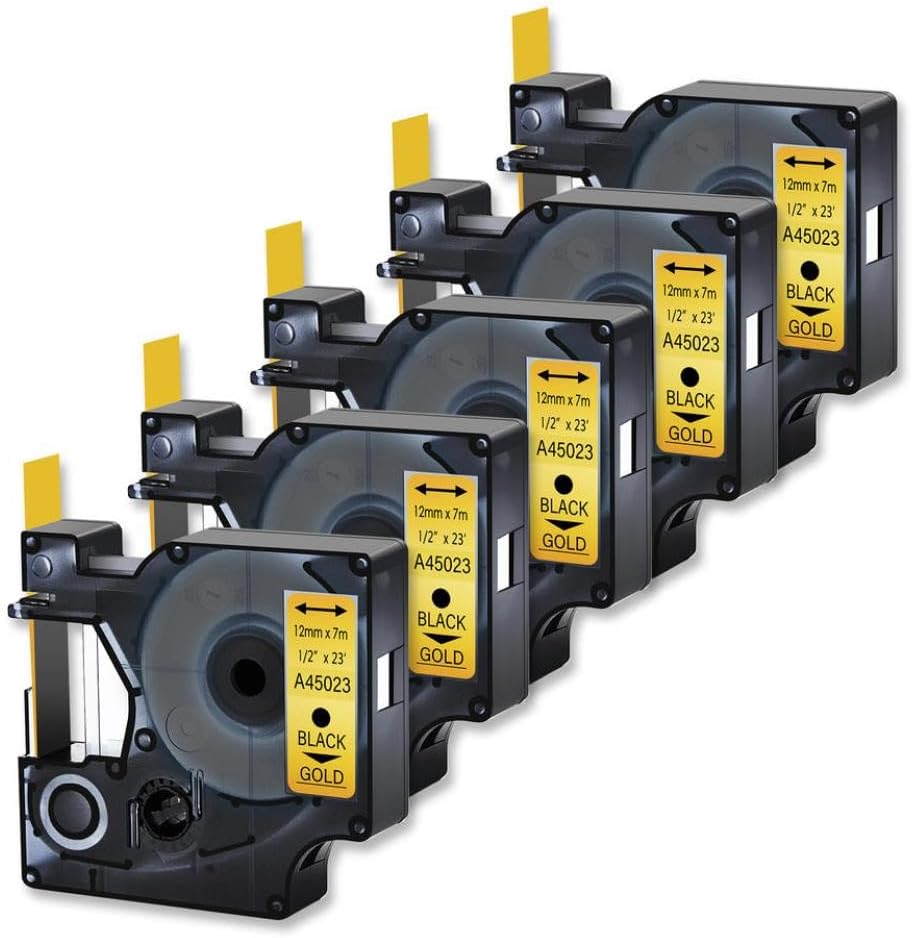 5 個の黒ラベルテープ D1 45023 LabelPoint 100 350 ラベルプリンターと互換性あり 12 ミリメートル X