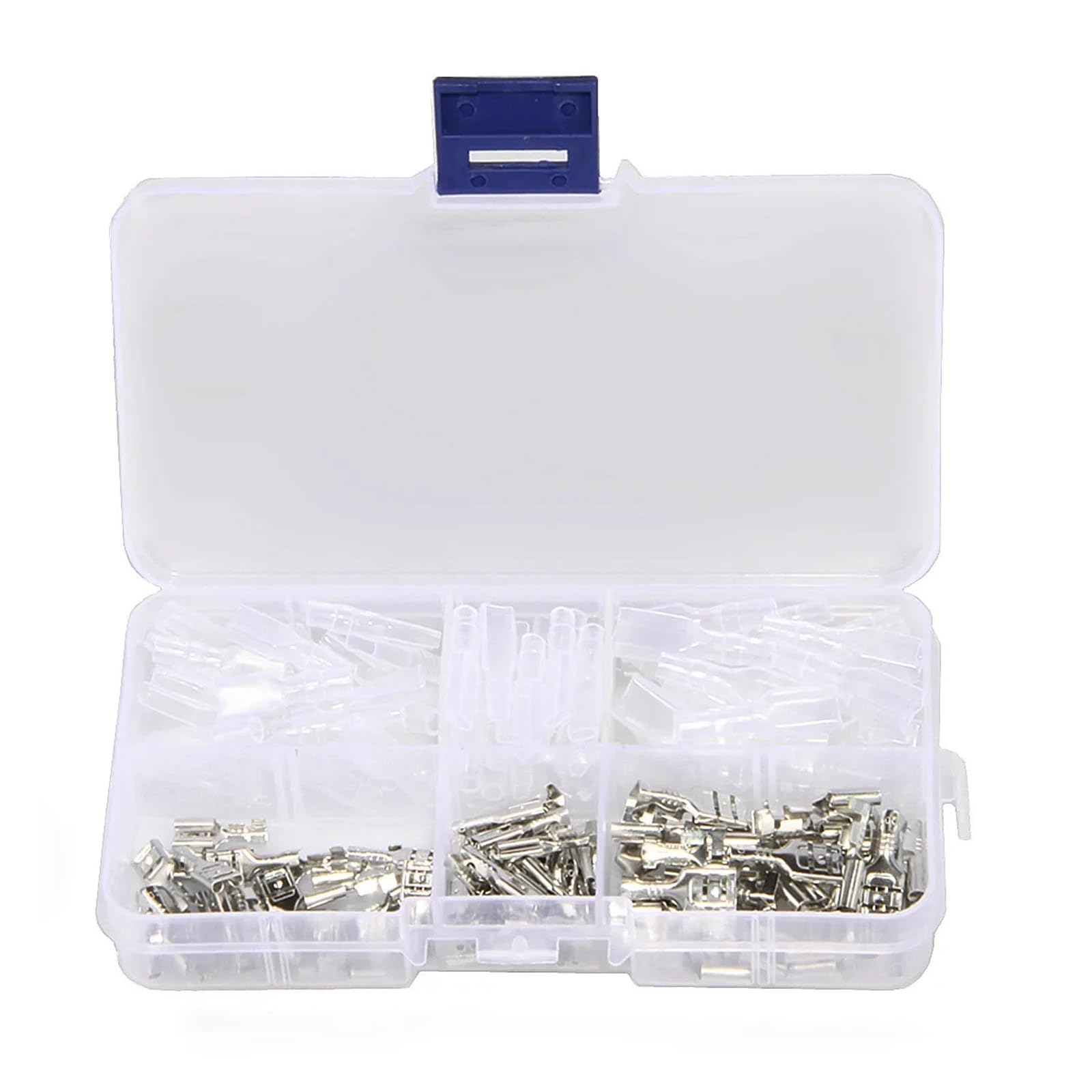 QMKADFQXF 150PCS Female Crimp Spade Terminals 2.8/4.8/6.3mm Wire Wrap Connectors Insulation Sleeve for 22-16 AWG 0.5mm2-1.5mm2