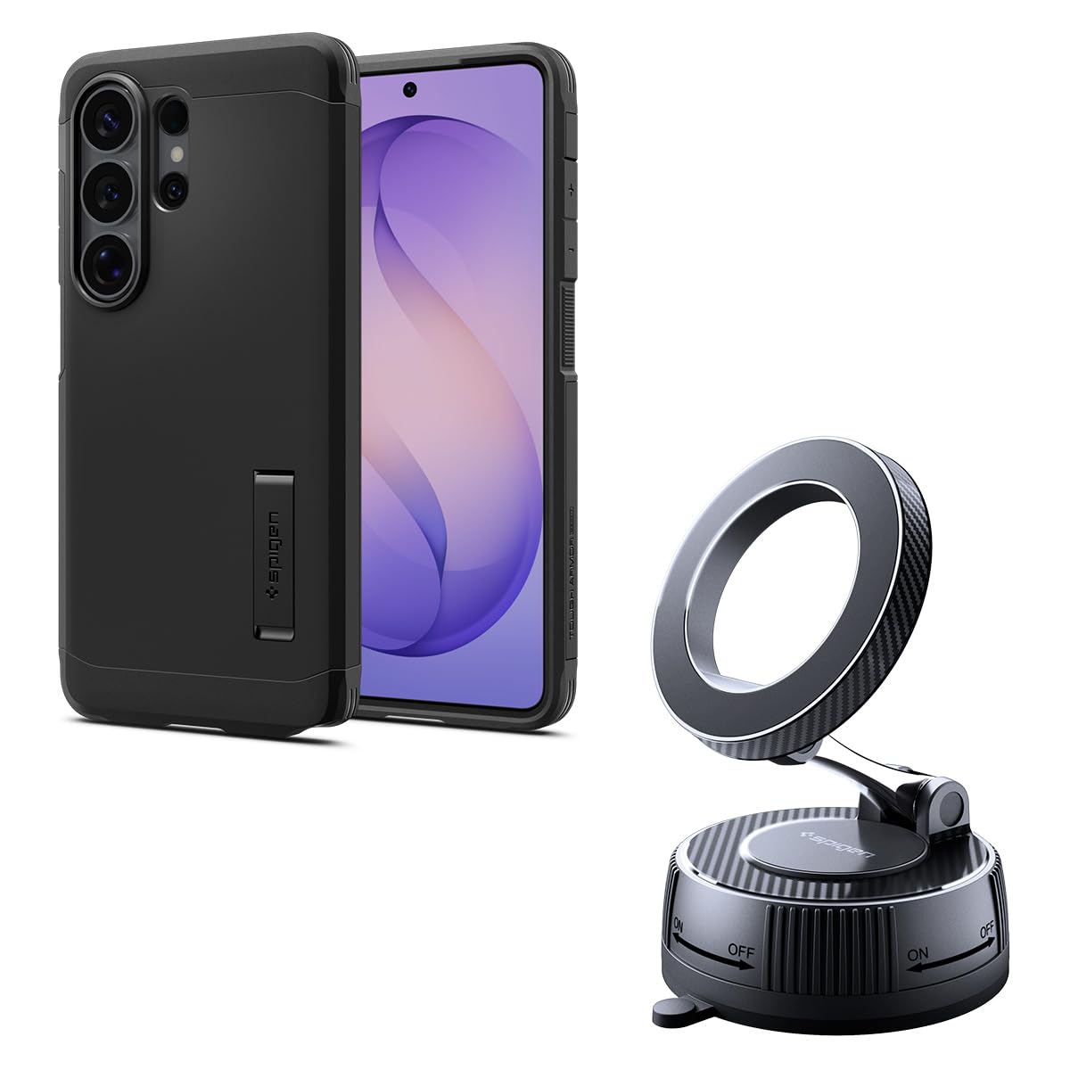 Spigen Galaxy Pack – Funda MagSafe & Soporte de Coche para Teléfono para Samsung Galaxy S26 Ultra