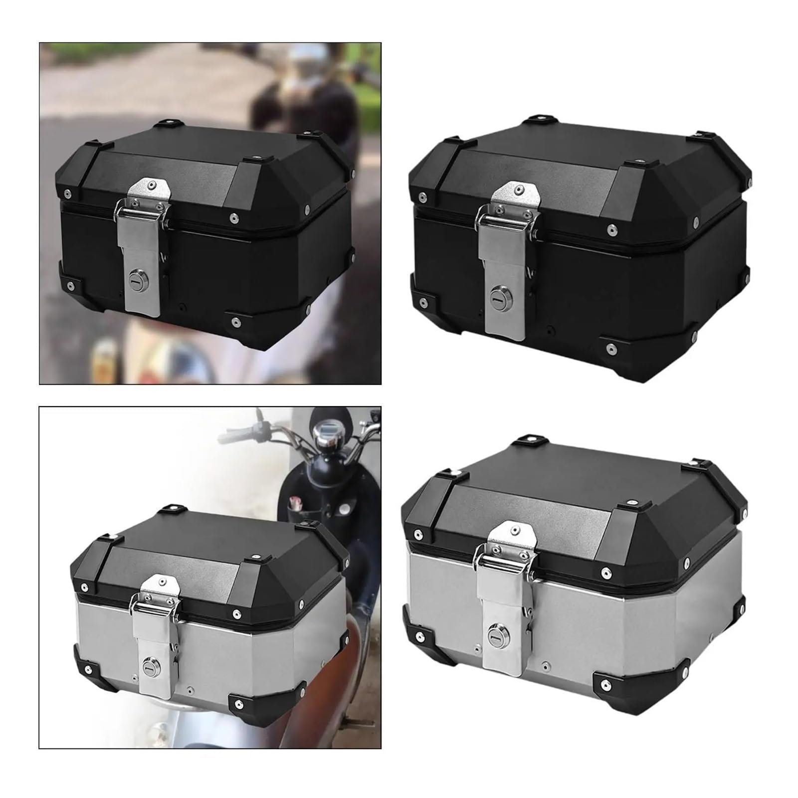 Borsa Moto Bauletto Per Moto 10L In Lega Di Alluminio Portaoggetti Per Bici Elettrica Scooter Per Attrezzatura Da Viaggio Selle Moto Bagagli(Black)